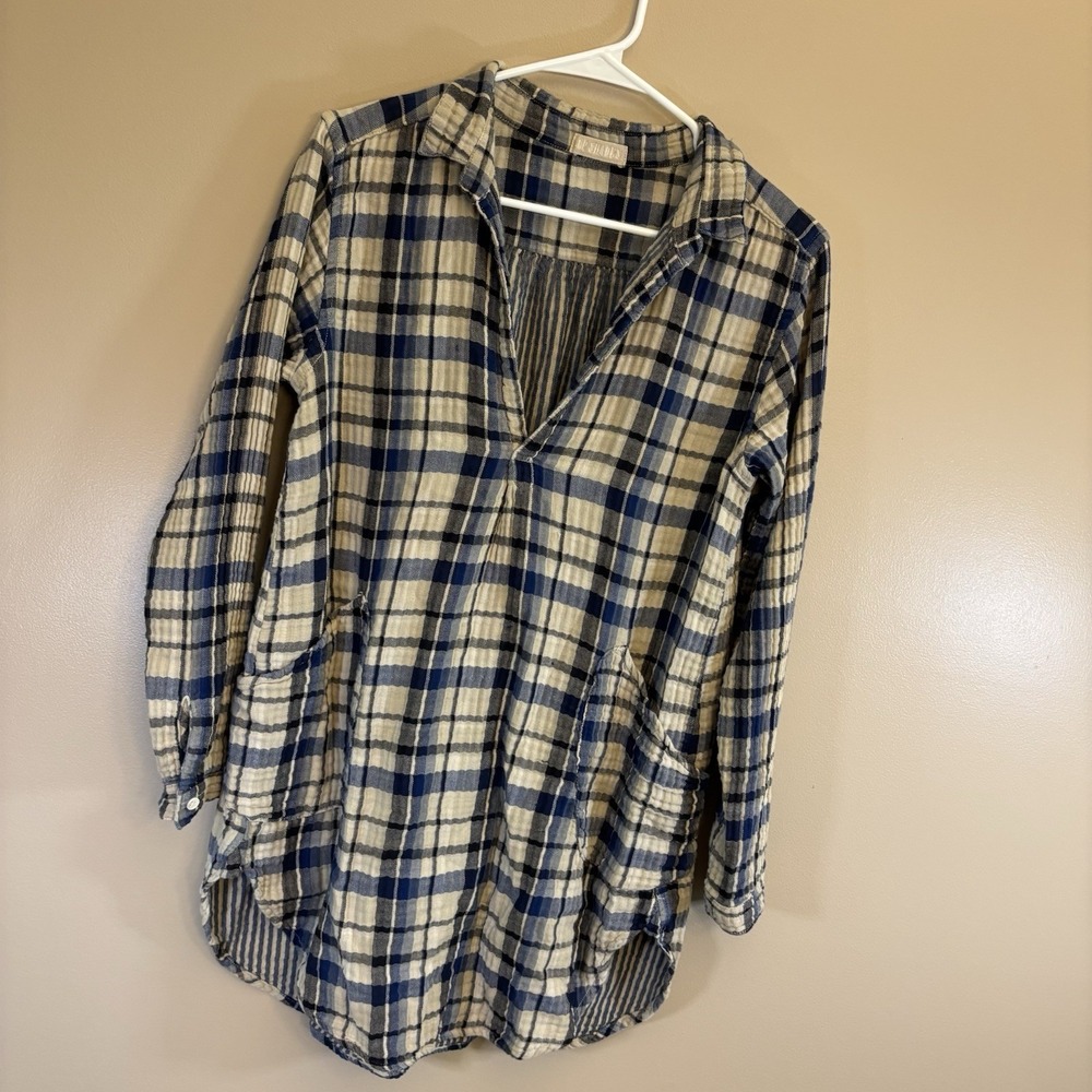 CP Shades Teton Long Sleeve Tunic Shirt Plaid XSmall Striped Lined Boho
